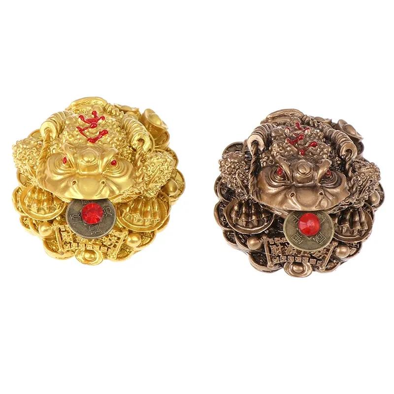Feng Shui Rospo Soldi FORTUNATO Fortuna Ricchezza Rospo Rana Dorata Cinese Ornamento da Tavolo Regali Fortunati Ornamento per Auto