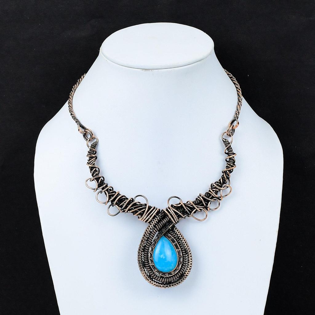 Smithsonite Necklace Copper Wire Wrapped Gemstone Necklace Handmade Adjustable Necklace Copper Jewelry Anniversary Gift Wire Wrapped Jewelry