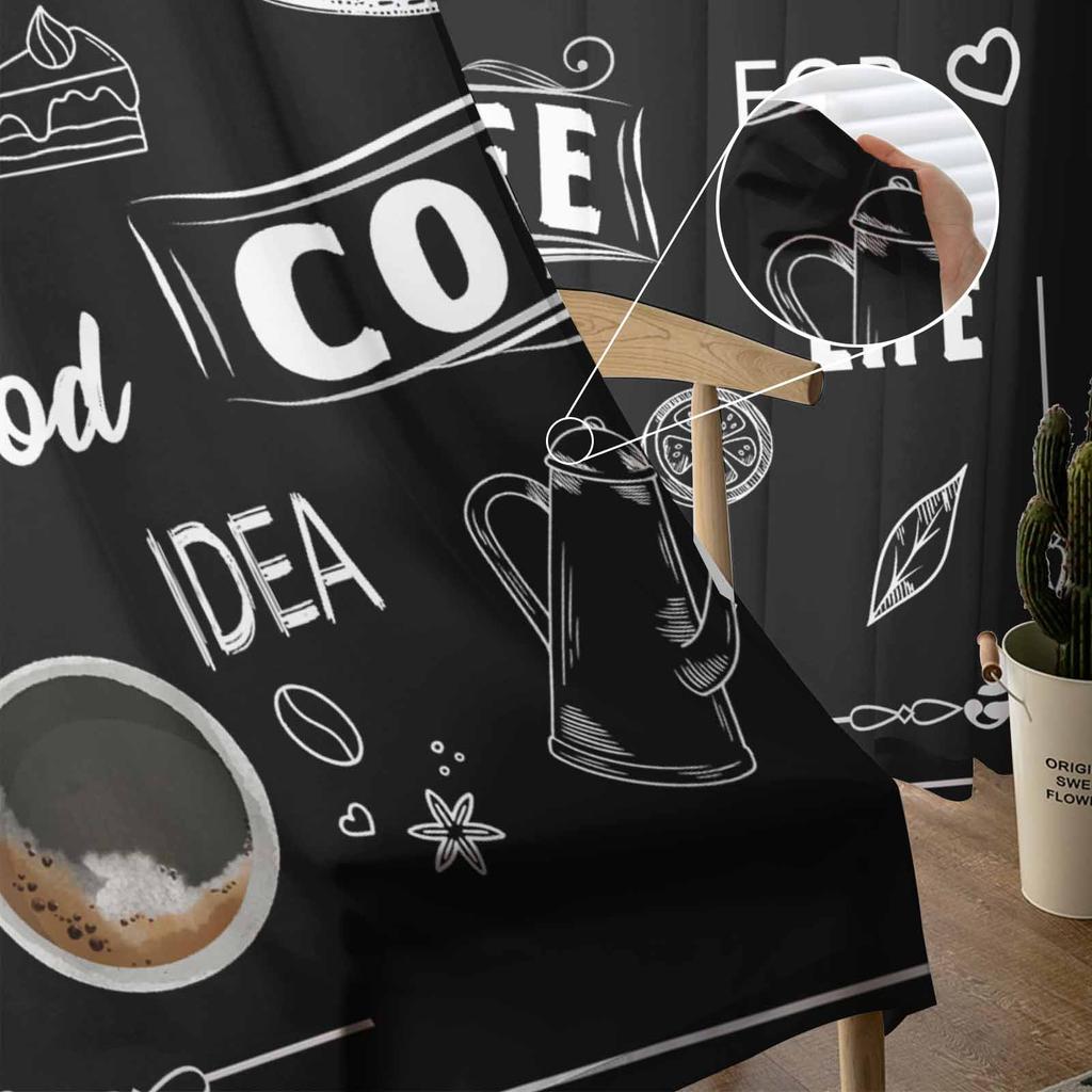 Kaffeebohnen Lässige Schwarze Fenster Tüll Vorhänge für Wohnzimmer Schlafzimmer Hotel Luxus Dekoration Transparente Vorhänge