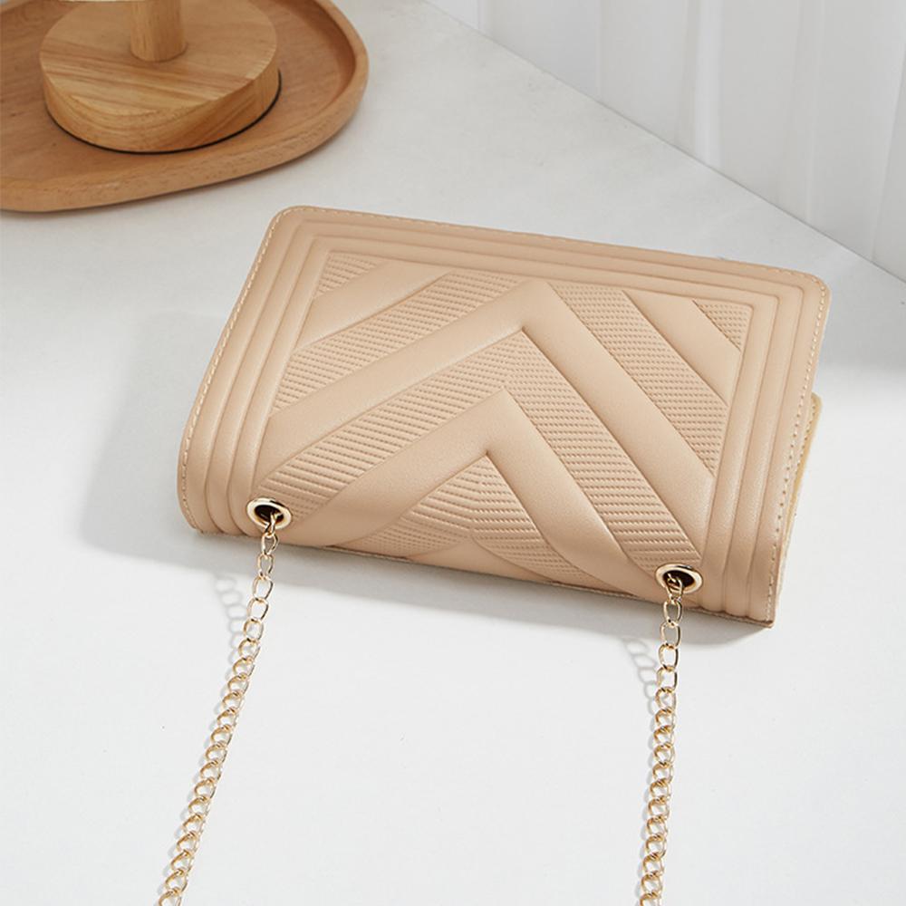 Women'S Pu Crossbody Bags V-Shape Embossing Adjustable Shoulder Straps Shopper Clutch Purses Solid Color Square Bag