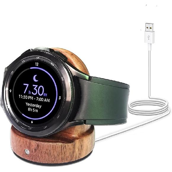 Magnetic Watch Charger Stand for Samsung Watch, Wood Galaxy Watch Charging Dock Fast Charging,Portable Wireless Charging Station for Samsung Galaxy