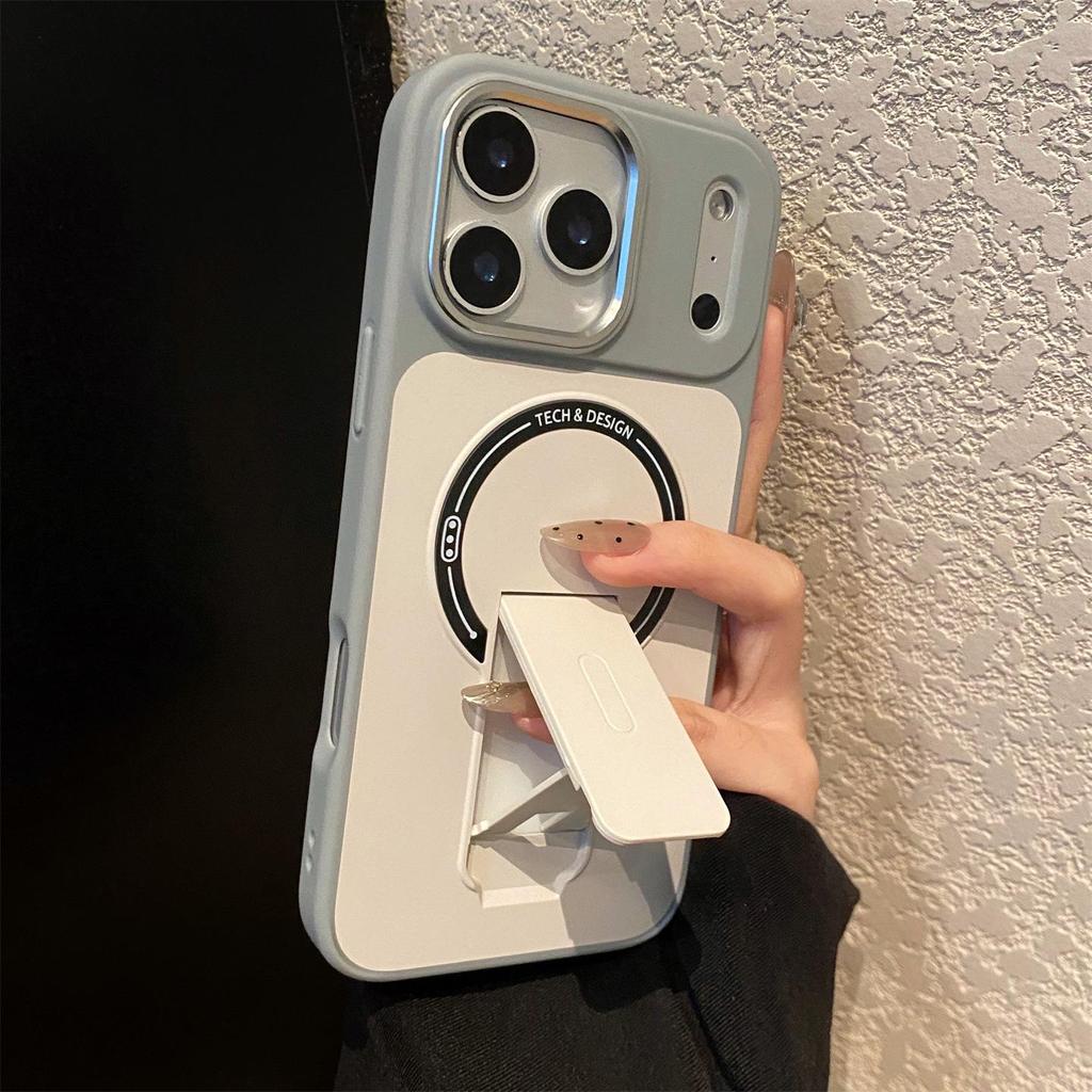 Contrast Color Magnetic Stand Case for Apple iPhone 13/14Pro/15/16 Pro Max - Drop-proof and Creative Design