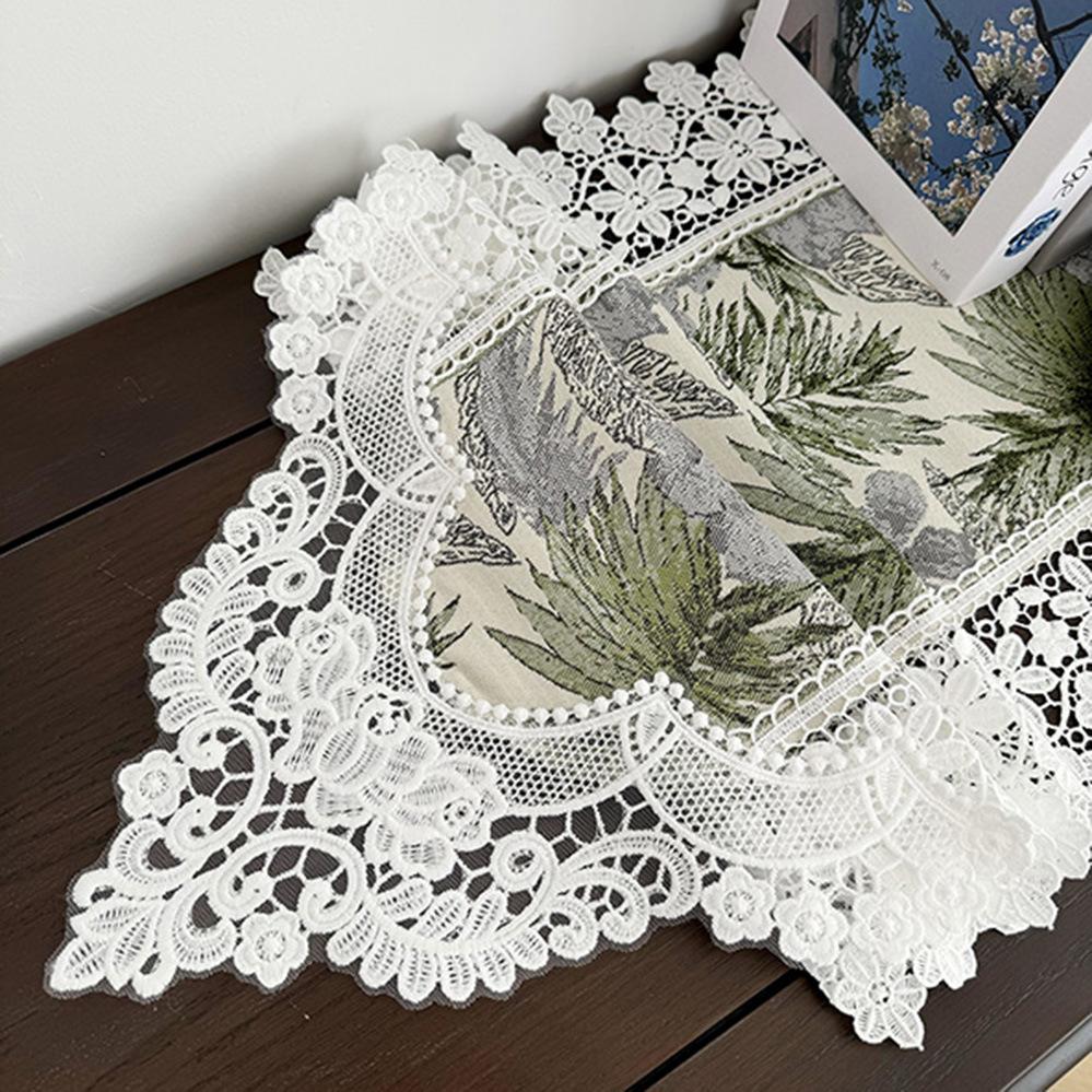 

Lace High-End Table Runner Wear-Resistant Durable Non-Slip Home Decorative Long Strip Cover Cloth Table Runner Multi-purpose 35x90cm