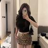 Hong Kong Style Fashion Leopard Print Sequins Short dress 2025 Summer New Gyaru Slim fit Slimming Versatile Sheath Skirt Fashion