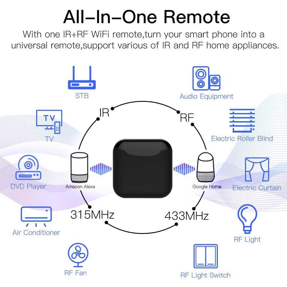 WiFi RF IR Control Multifunction Remote Control Tuya Device Smart Life Application Voice Control Via Alexa Google Home