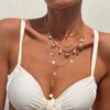Starfish Pearl Necklace Set Conch Scallop Flat Snake Chain Necklace Set