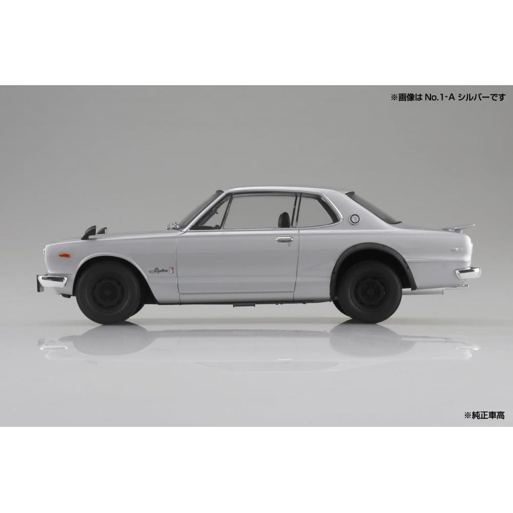 AOSHIMA Bunka Kyozaisha 124 Rakupla Snap Car Series KPGC10 Skyline HT 2000GT-R 1970 Red Color-coded Plastic Model 01-RE