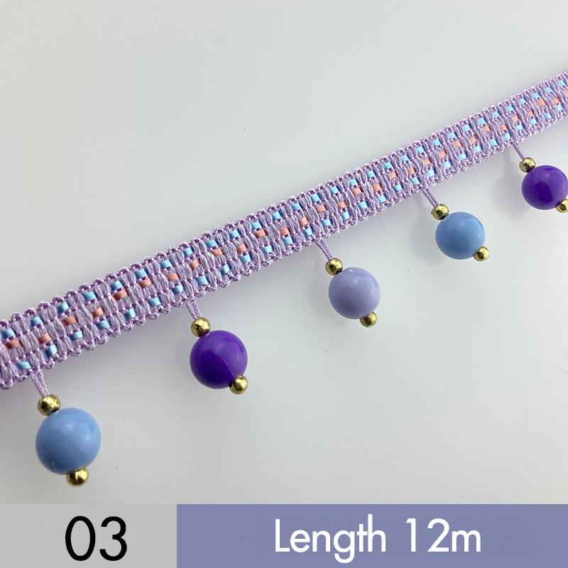 12M Curtain Beaded Tassel Lace Trim Cheap DIY Curtain Sewing Tassel Pompom Ball Edge Fringe Upholstery Decor Accessories
