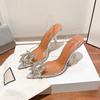 Baotou sandals women's spring and summer new transparent crystal thin heel pointed high heels