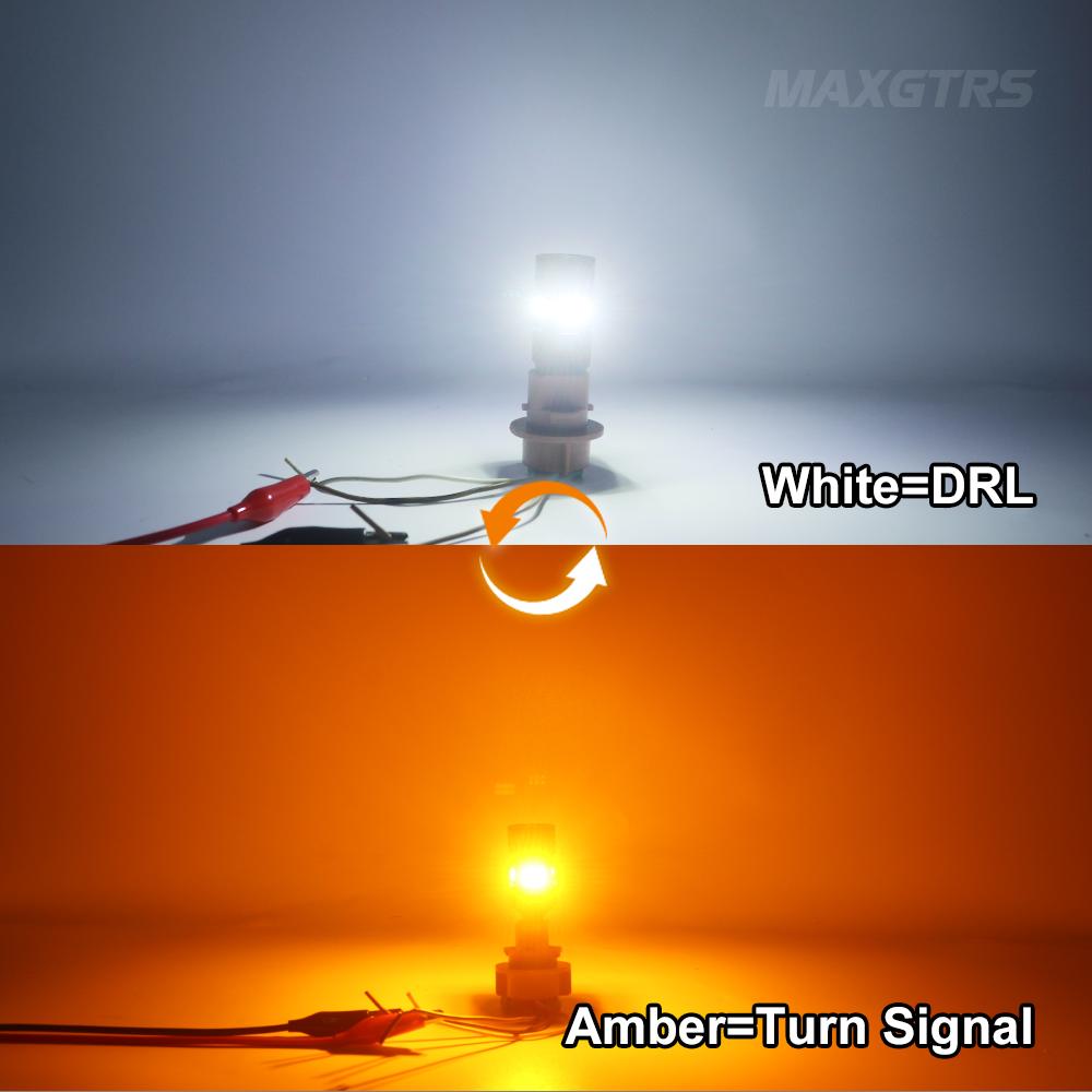 

MAXGTRS 2x T20 7443 W21/5W Canbus 3157 LED Double Switchback Amber Dual Color Turn Signal Light T25 P27/7W Bulb 12V T25 3157 P27/7W жовтий/білий