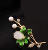 Lotus Flowers Brooches Micro-inlaid Zircon Imitation Pearl Corsage Suit Coat Pin Banquet Accessories
