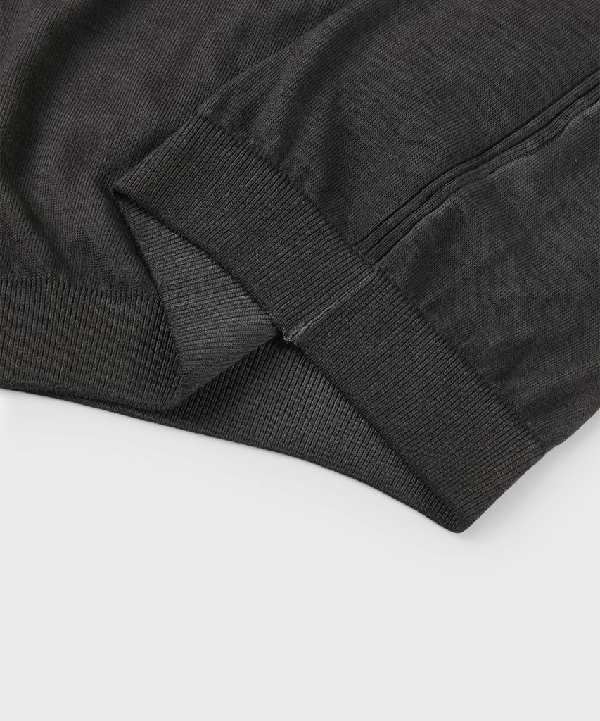 PANICALE Charcoal Garment-Dyed Polo Knit
