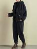 Autumn Winter Retro Loose Thickened Sportsuit Women Elegant Fleece Casual Hooded Sweatshirt Y2k 2-piece Set Fashion New Clothes