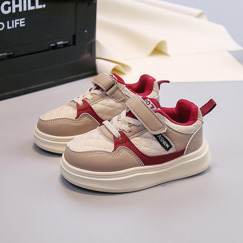 Children's two-tone sports shoes2026New autumn leather casual shoes for boys and girls, trendy running shoes for older children