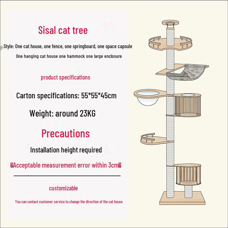 Solid Wood Cat Condo & Bed with Integrated Tree and Space-Saving Design for Large and Small Cats