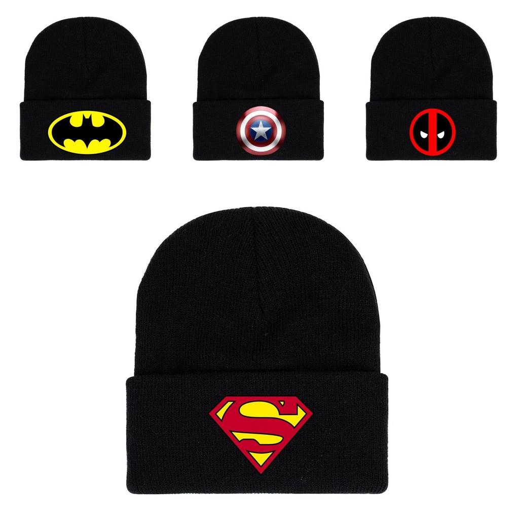 Spiderman Batman Knit Beanie Acrylic Thermal Rolled Brim Winter Hat For Adults Fans