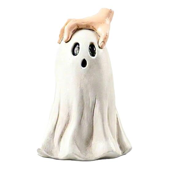 Halloween Party Table Decor Ghost Figurine, Cute Statue with Creepy Cape Fingers, Resin Figurine for Home Desk Decor, Funny Indoor Hand-carved