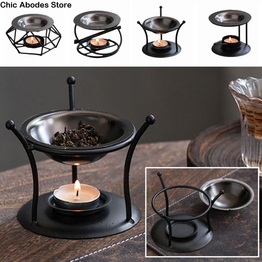 Creative Essential Oil Warmer Polygon Portable Aromatherapy Burner Candle Holder Hollow Out Metal Incense Burner Home Decor