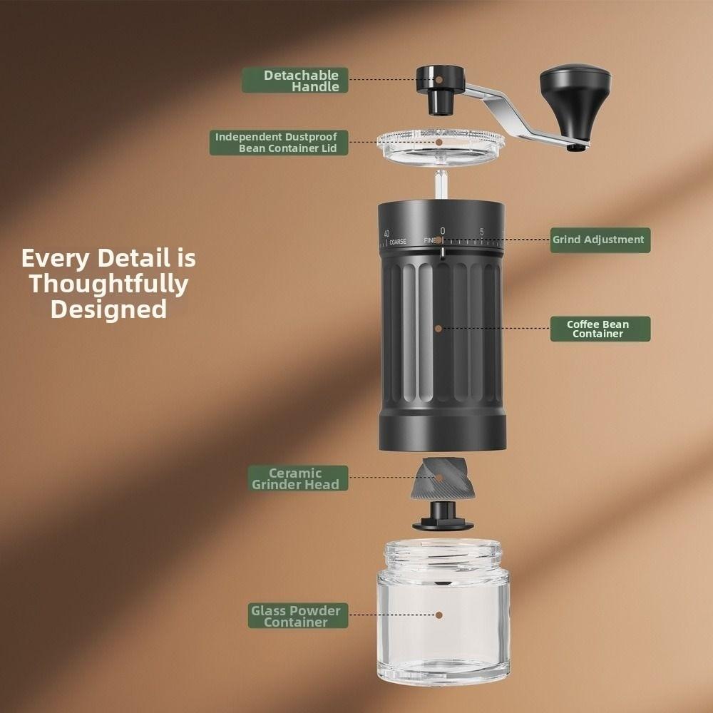 Ceramic Burr Manual Coffee Grinder 40 Adjustable Settings Portable Hand Crank Espresso Grinder Handheld Coffee Bean Grinder