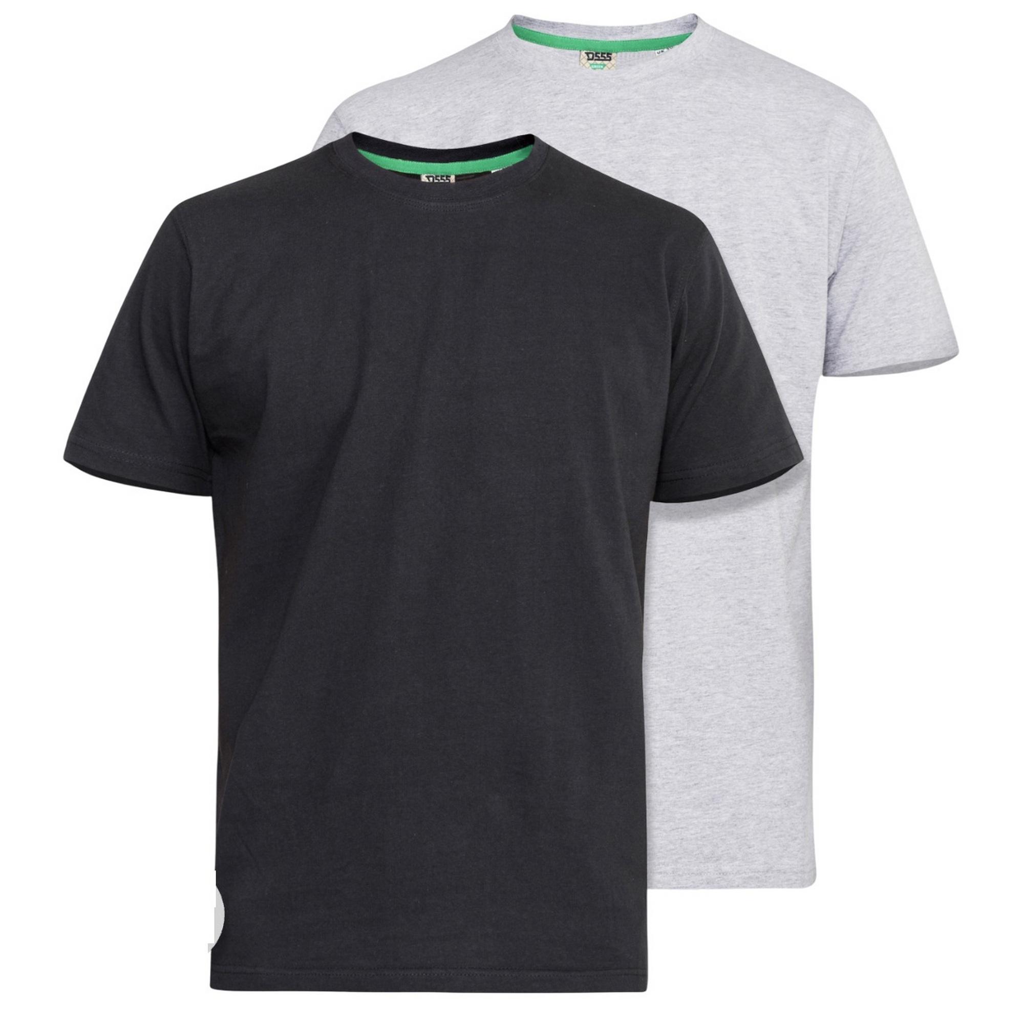 Duke Heren D555 Fenton Kingsize T-shirt (verpakking van 2) 2XL grijs/zwart