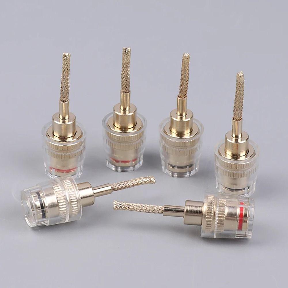 1Pair 24K Gold Plated 4mm Banana Female to 2mm Pin Connector for Audio Speaker Cable DIY