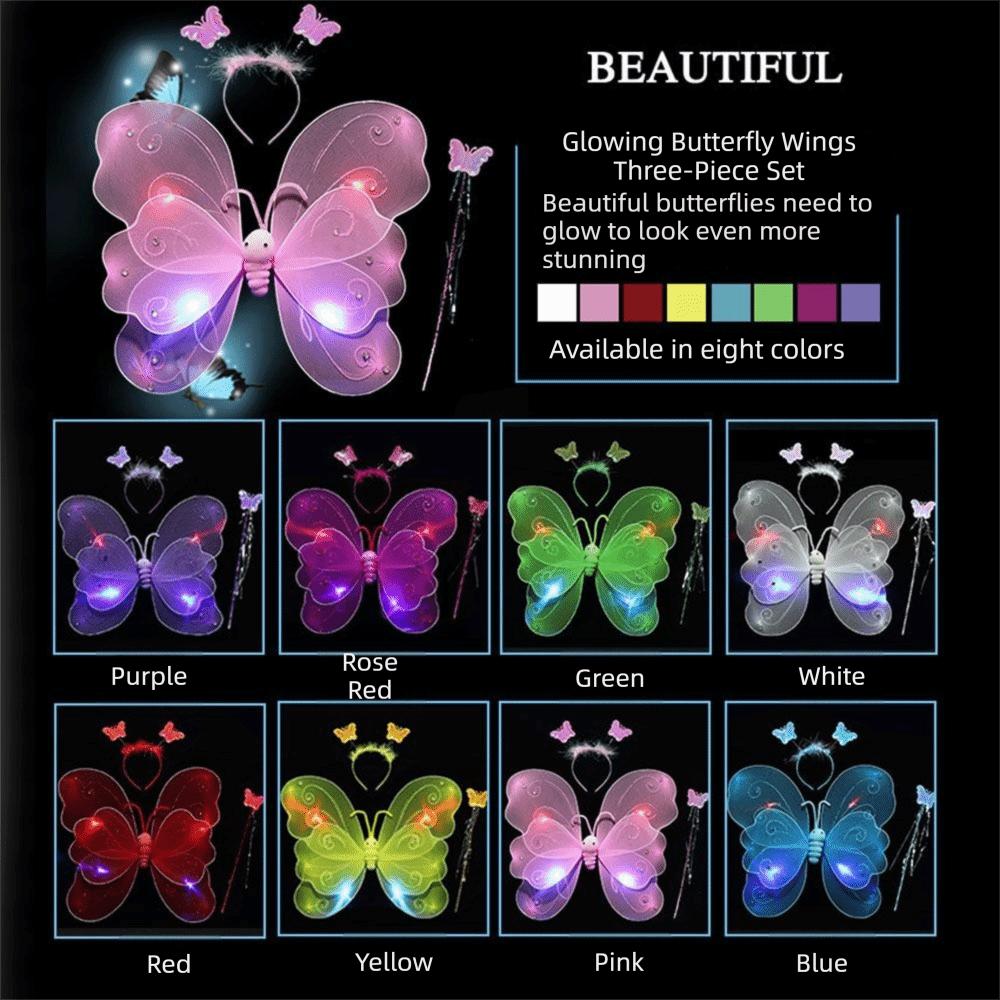 Funny Glowing Butterfly Wings Luminous Princess Dress Costume  Birthday Gift