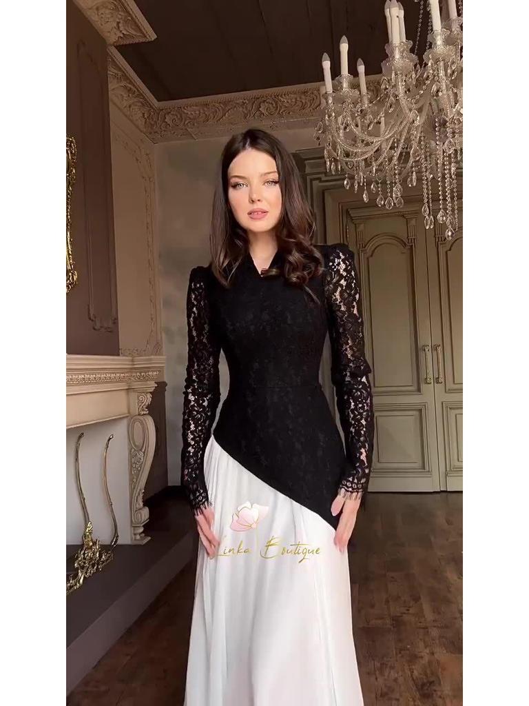 Spring 2025 Elegant Retro Long Sleeve Waist-Cinching Dress