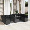 11-piece Garden Sofa with Black Rattan Cushions 3357456