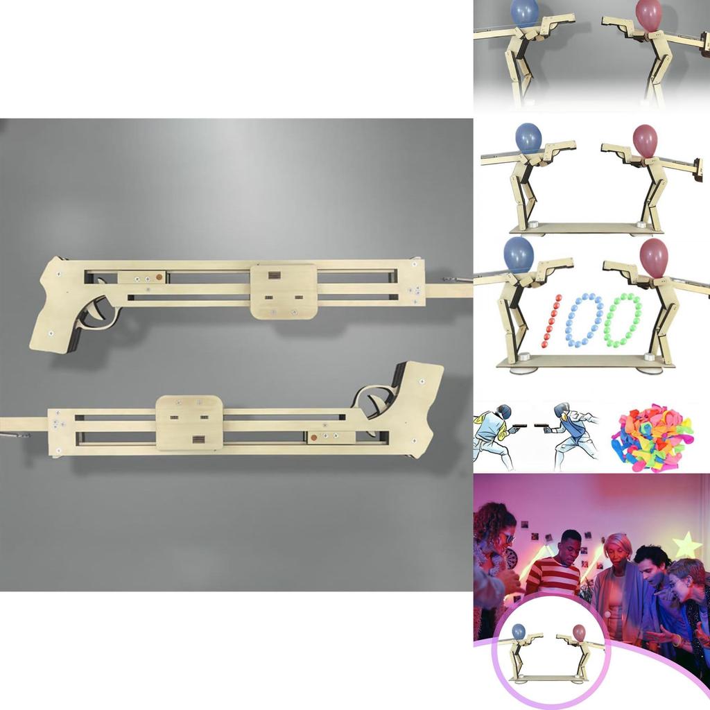 Manual Assembly Wooden Shooting Puppets Balloon Game Children Toys Set For Kids Birthday Gifts And Family Fun
