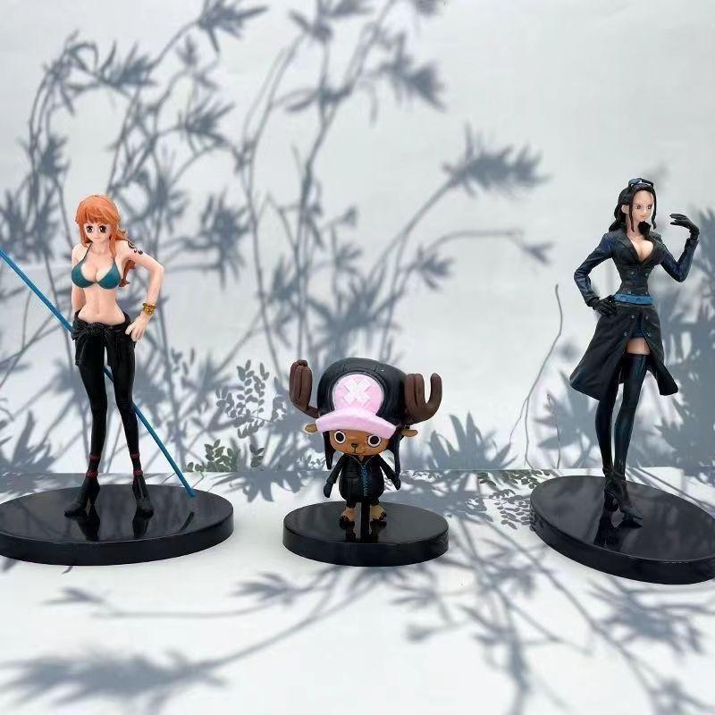 High Quality One Piece Handicraft Model Golden City Movie Edition Black Clothes Straw Hat Team 9 Full Set Luffy Zoro Pvc Figures