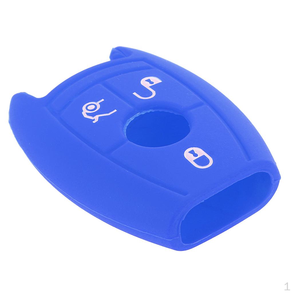 Silicone Key Fob 3 Button Case Cover Skin for C200 Blue