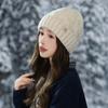 Outdoor Cold proof Casual Knitted Wool Hat In Winter Newly Added Velvet Thickened Warm Hat Versatile Big Head Flange Hat