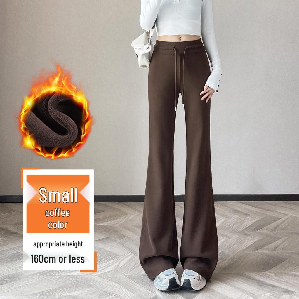 Women's 2026 Gray Petite High-Waisted Micro-Flare Yoga Sweatpants with Plus Velvet