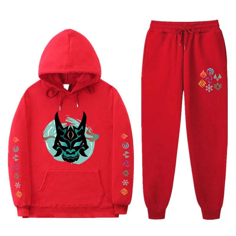 Mens Casual Hooded Sweatshirt Set With Slim Fit Jogger Pants Daily Wear Light Exercise