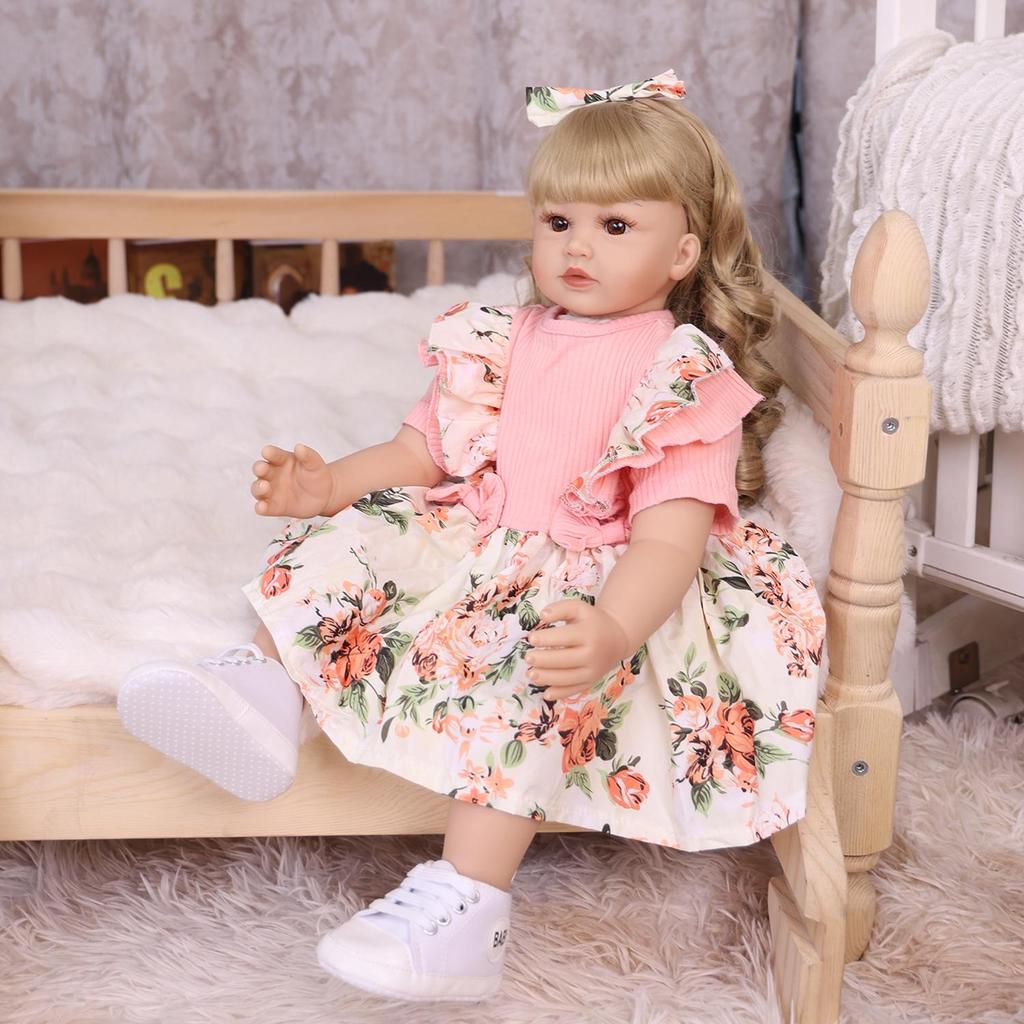 60 Cm Reborn Baby Girl Toy Cloth Body Realistic Princess Newborn Baby Dolls Kids Birthday Christmas Gifts Suit for 7+ Years
