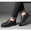 2025 Fashion Brand Male Brogues Footwear Genuine Leather Mens Casual Shoes Thick Sole Height Increasing Shoes Pure Black