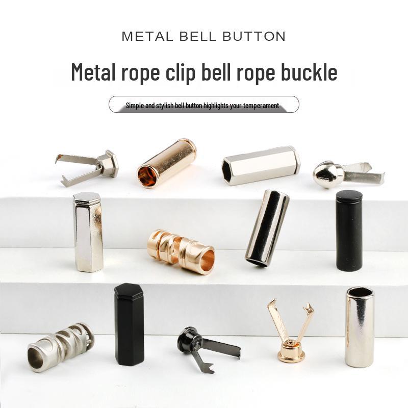 Metal Bell Clip Cord Pendant for Down Jackets and Hoodies with Removable Stopper Button