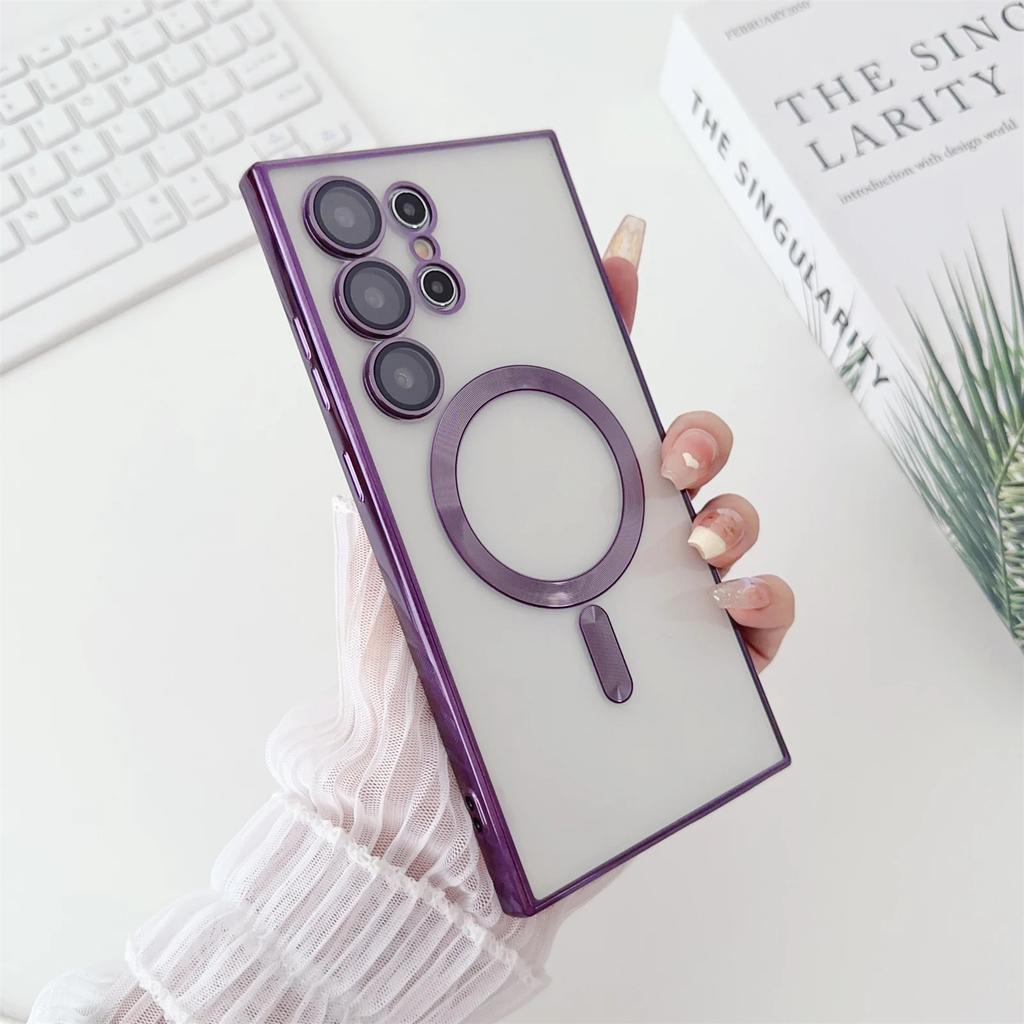 Luxury Plating for Magsafe Magnetic Wireless Charging Case for Samsung Galaxy S25 S24 S23 S22 S21 FE Plus Note 10 20 Ultra Cover