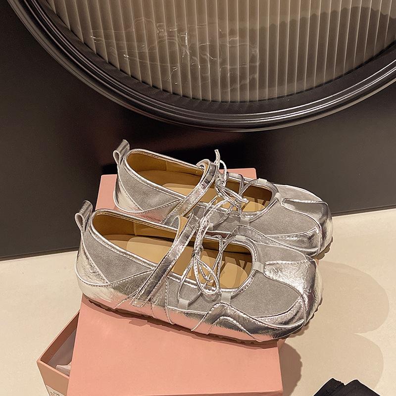 New Bow Ballet Inner Height Increase Casual Comfortable Sports Niche Ribbon Mary Jane Single Shoes