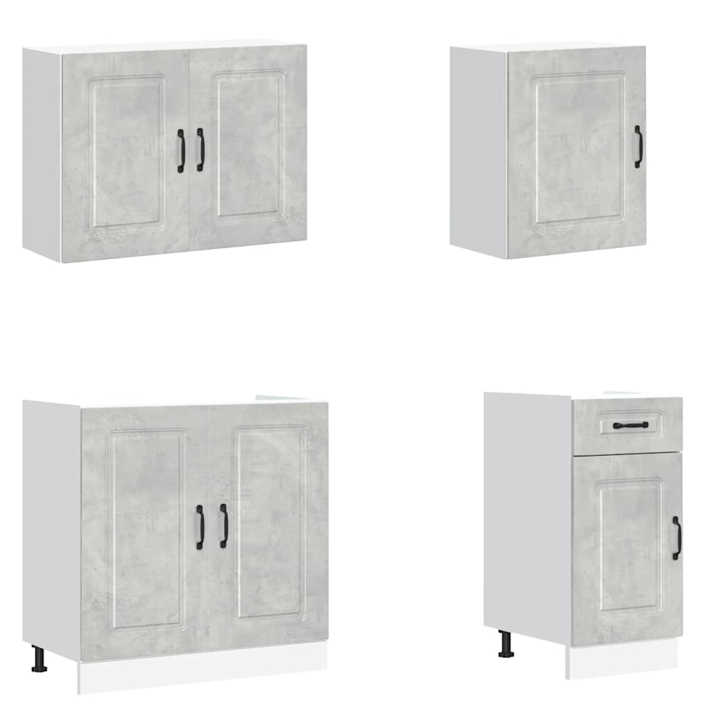7 Piece Kitchen Cabinet Set Kalmar Concrete Grey Particleboard