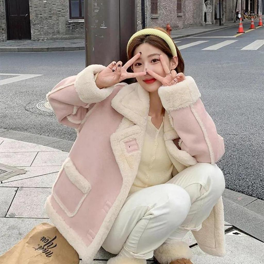 Winter Frauen Warme Faux Pelzmantel Neue Koreanische Lamm Wolle Mantel Mode Verdicken Schaffell Mantel Ein Stück Pelz Mäntel weibliche Jacke