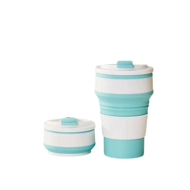 New Silicone Telescopic Travel Cup - Customizable Logo 350ml синий