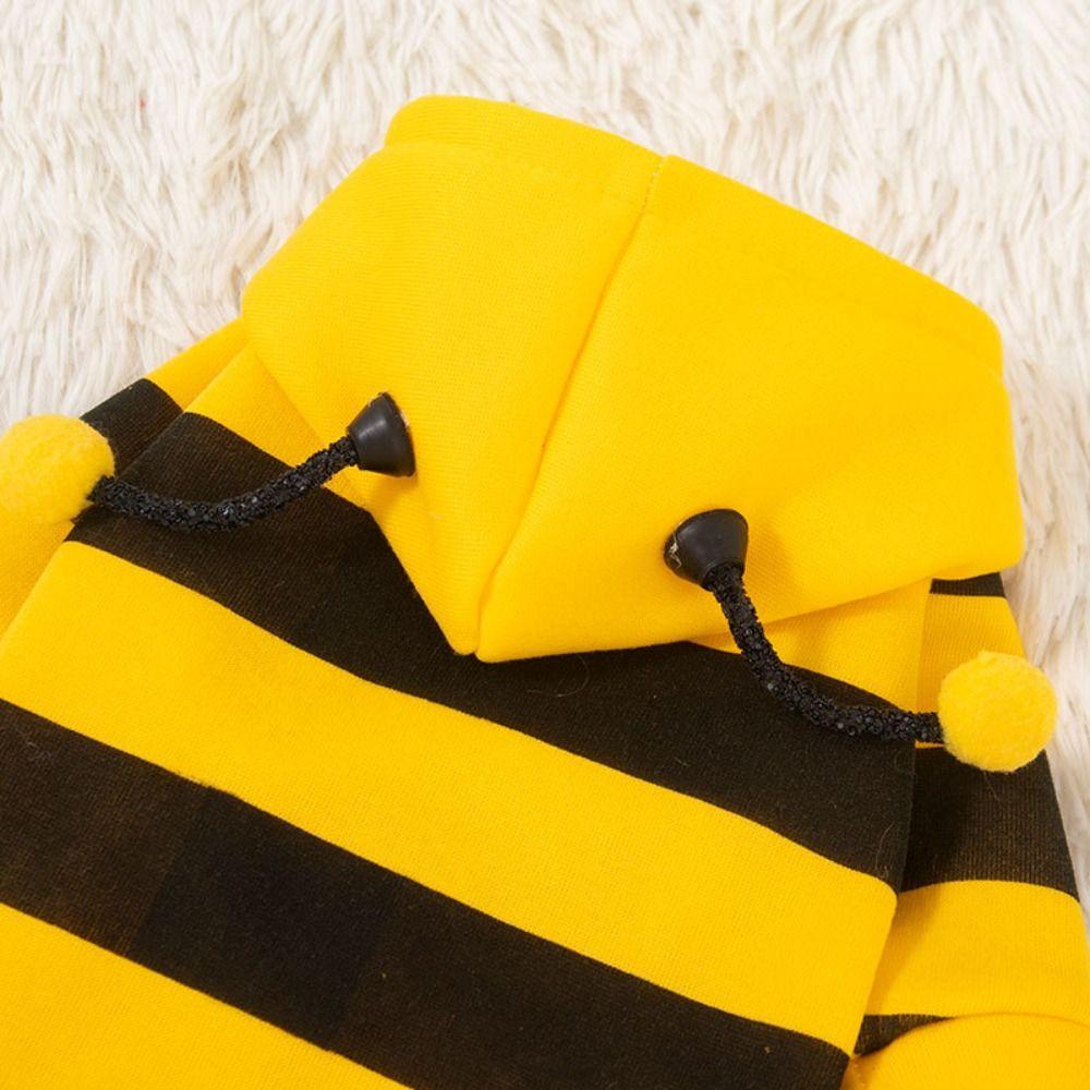 Winter Warm Cat Dog Clothes Soft Bee Cosplay Costume Funny Pet Bee Costume Hooded  Pet Supplies