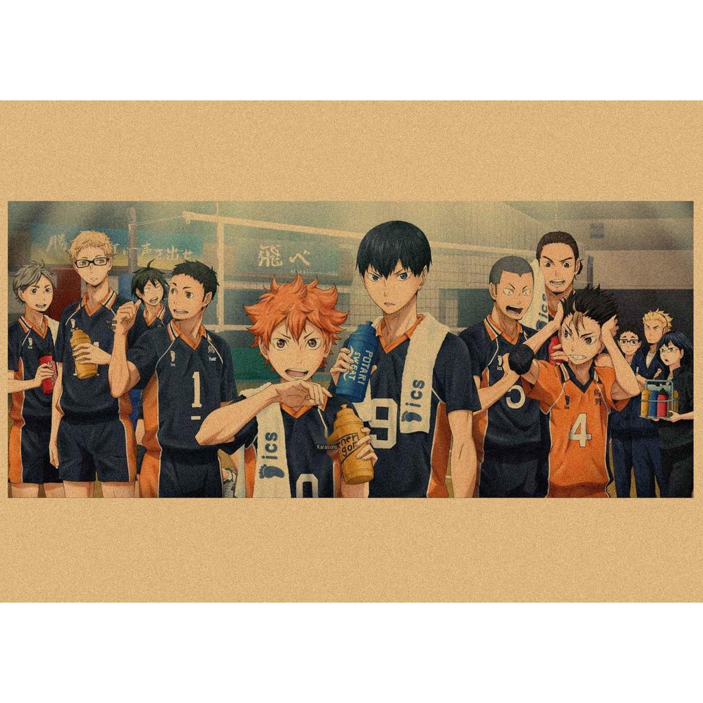 Haikyuu!! Retro Kraft Poster: Hinata Shoyo & Kageyama Tobio Decorative Wall Art