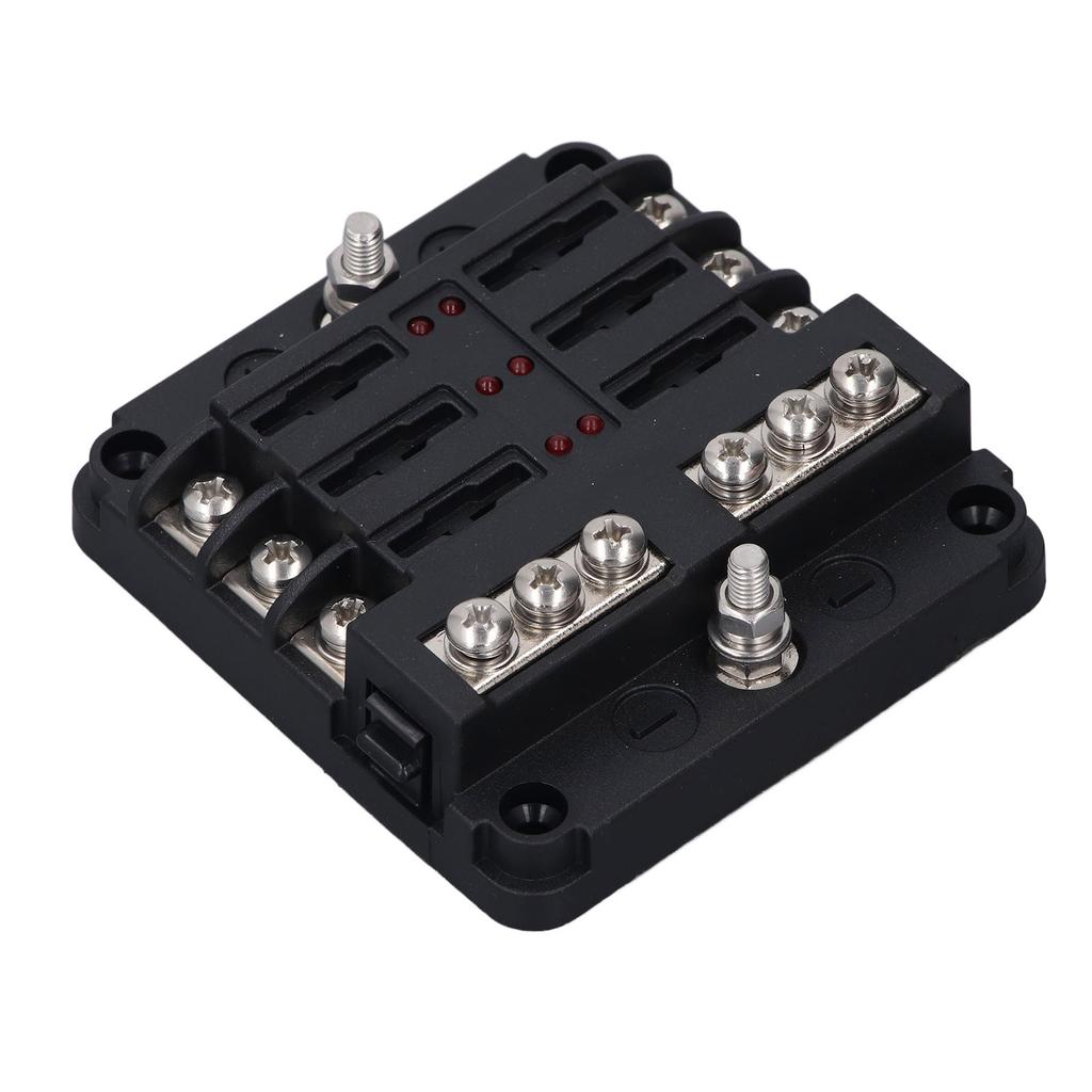 6 Way Box, LED Display, 32V Carrier for Car, Boat, Truck, with Waterproof Cover, 100A Highest Input Current