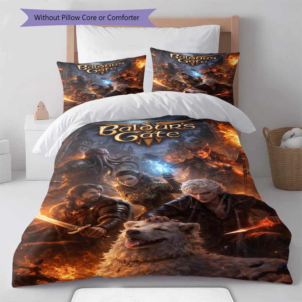 Baldur's Gate Set Copripiumino Trapuntato Federe Decorazione per la Casa Regalo di Compleanno (1 * copripiumino + 2 * federa, senza nucleo)