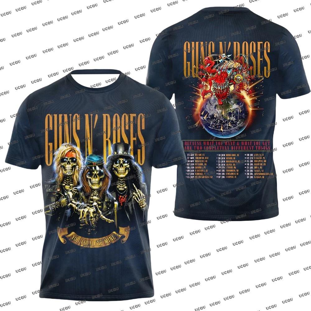 

Guns N’ Roses World Tour Schedule List TShirt Fans Gift T-Shirt Fashion Men and Women Concert Clothing Casual Oversized Top XXS