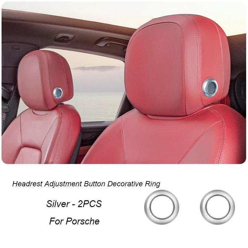 For Porsche Macan Cayenne Car Seat Headrest Adjustment Button Loops Circles Frame Decoration Ring Cover Interior Modification