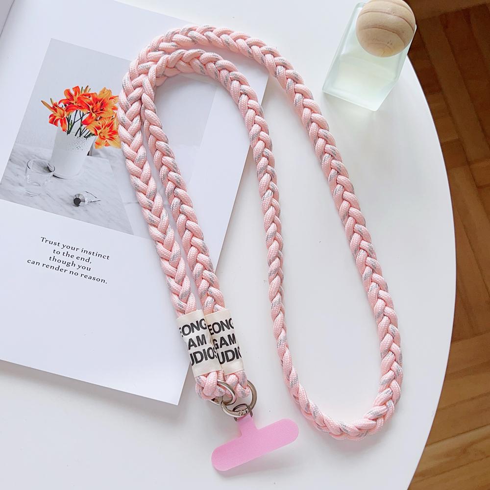 Three-Strand Braided Long Lanyard Crossbody for Phone Universal Colorful Hanging Rope Anti-Lost Strap for Mobile Cell Phone