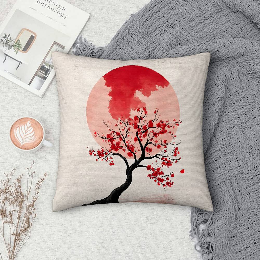 Japanese Moon Gate Pillow Case Sofa Decorative Home Double-sided Print Plush Square Throw Pillow Covers Cushion Decor Cover